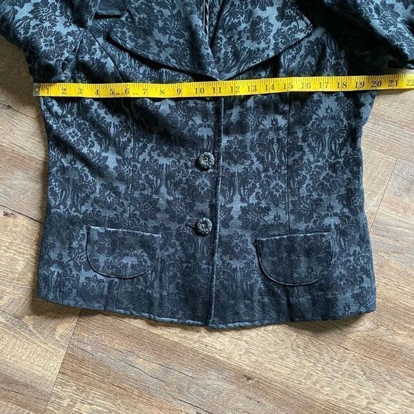 J. Jill Blazer Black Brocade Jacket 12 Petite Classy Minimalist - Picture 9 of 10